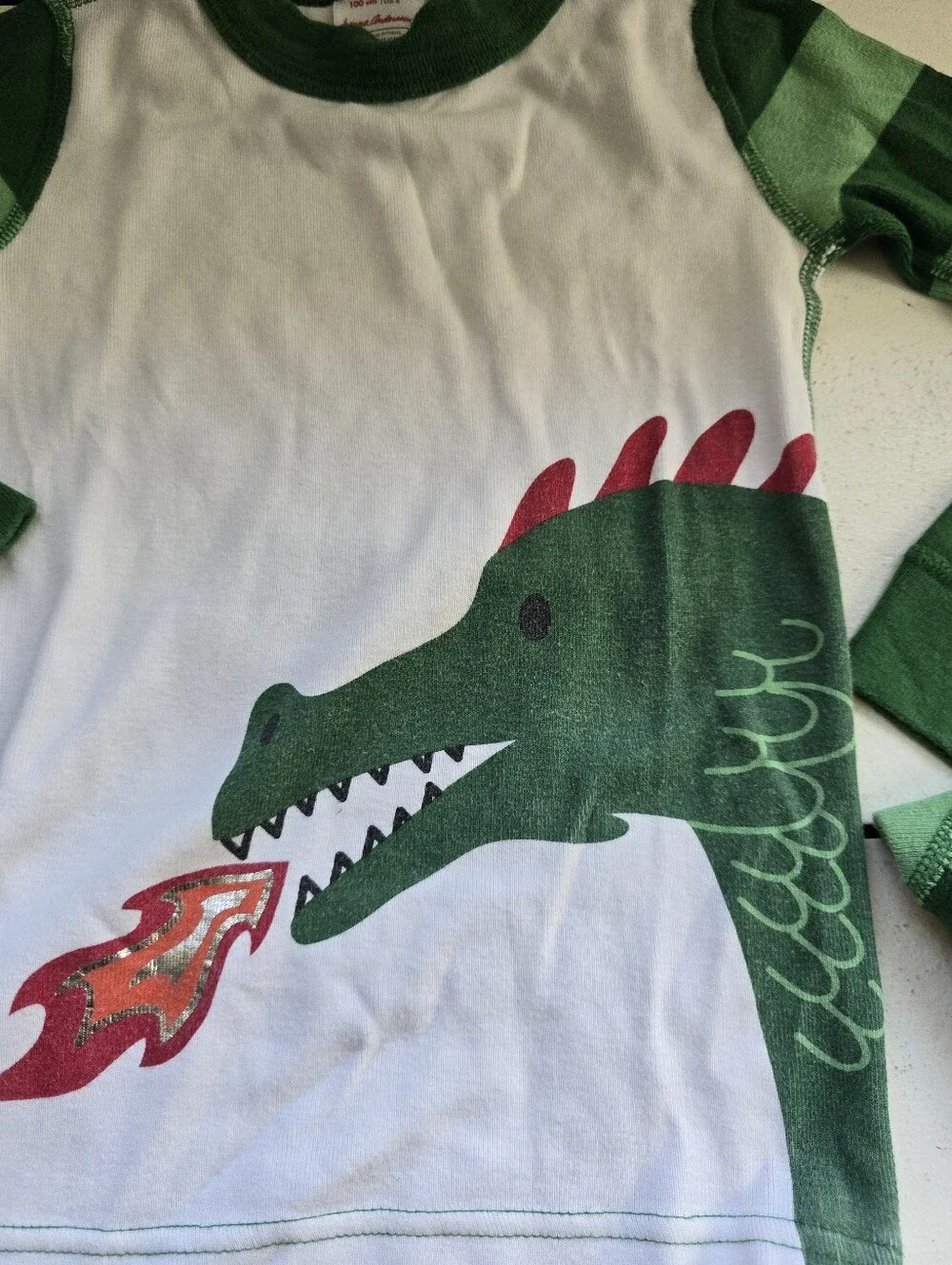Hanna Andersson Green Striped Dragon Pajama Set